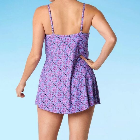 Liz Claiborne Womens Geometric Swim Dress Size 6 Purple - Picture 3 of 3